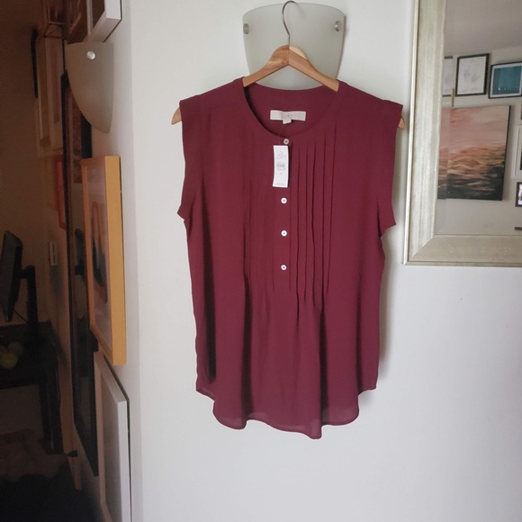 LOFT Oxblood Slinky Top. NWT! Beautifully draped! - Picture 4 of 5